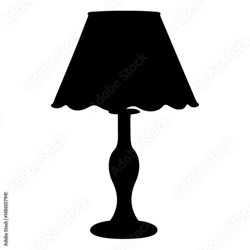 Elegant Table Lamp Silhouette with Detailed Lampshade and Decorative Base Design