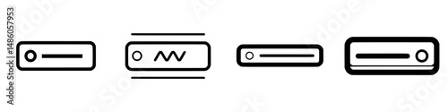 Unique vector illustration icons representing buttons or controls for various applications and settings in a minimalistic design