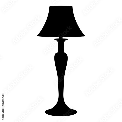 Silhouette of a table lamp with a dark lampshade, vintage style
