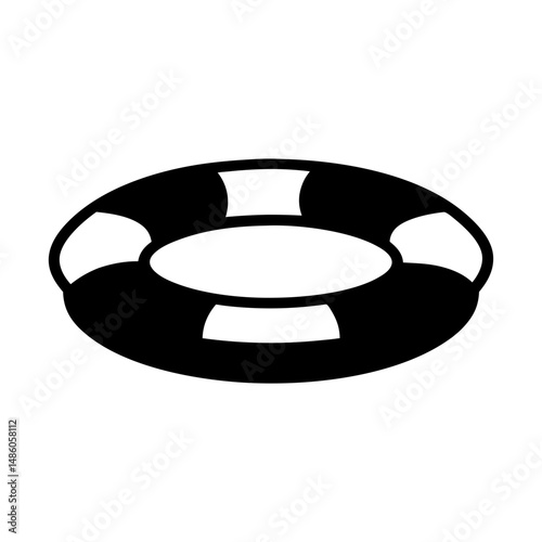Simple graphic depiction of a black and white life preserver design