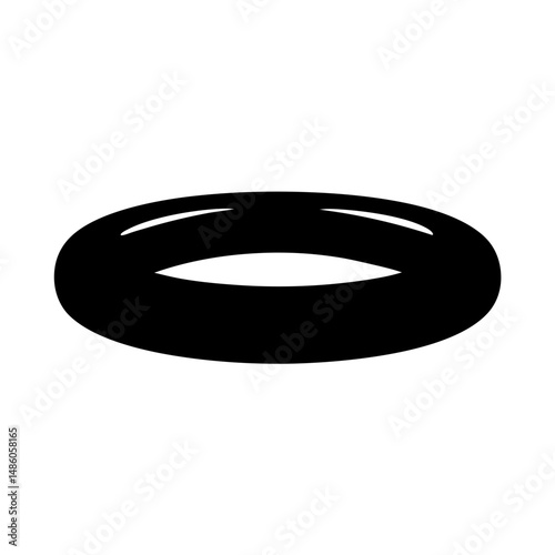 Minimalist Black Torus Shape Isolated on White Background Depicting Simplicity
