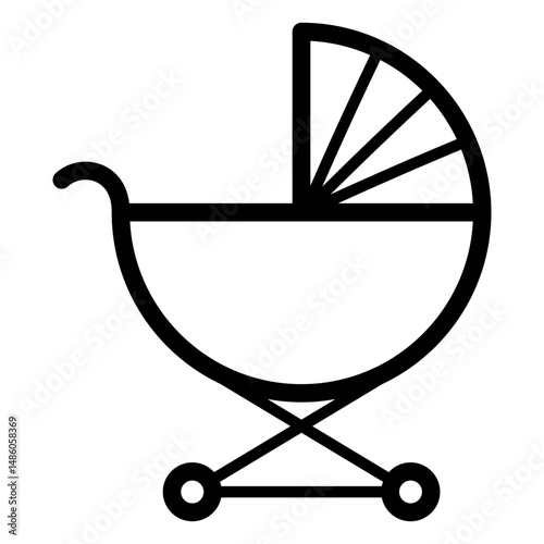 Baby stroller stroke icon
