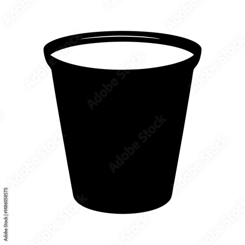 A simple graphic of a black cup against a white background