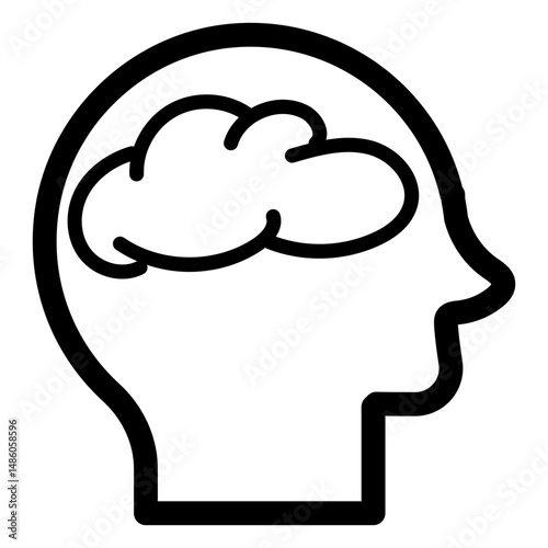 Head with brain stroke icon