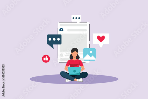  Social media Marketing Concept. Colored flat vector illustration isolated