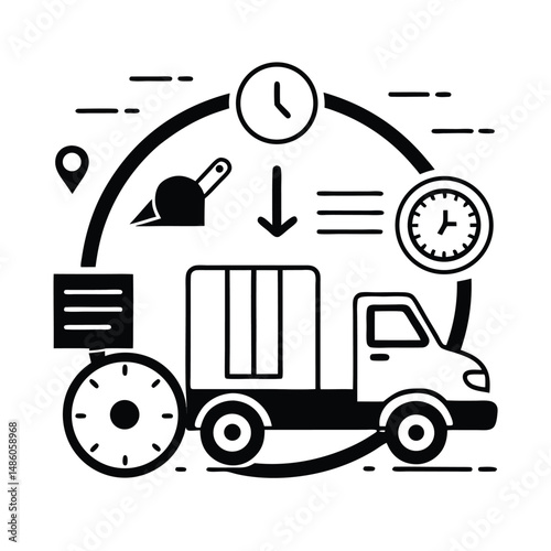 Delivery Truck Stopwatch Logistics Freight Transport
