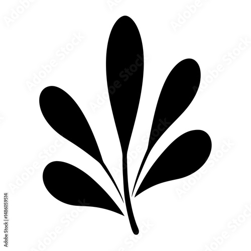 Stylized black vector image of plant stems and leaves on white background