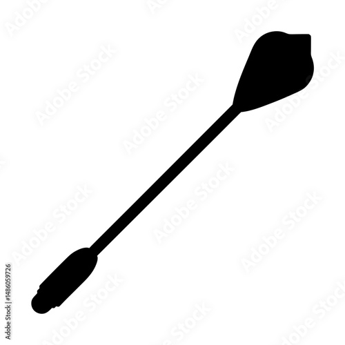 Silhouette image of an archery arrow with a feathered tip and shaft
