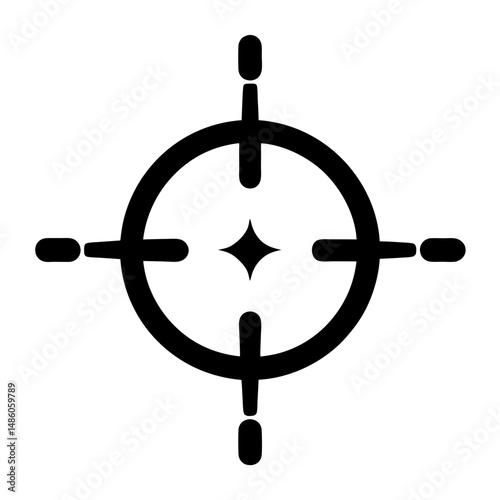 Black and white icon displaying a target symbol for aiming purposes