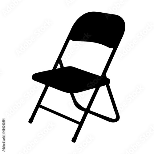 Silhouette of a foldable chair illustrating simple design and portable seating