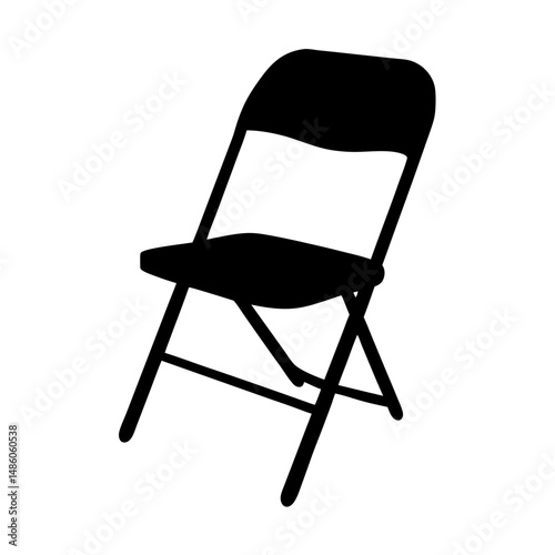 Black silhouette of a folding chair commonly used for seating arrangements