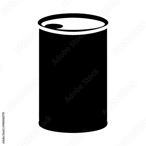 Simplified Black and White Can Illustration of a Drink Container on white