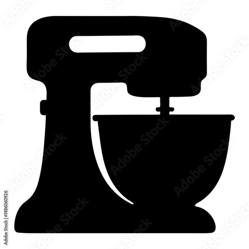 Minimalist Silhouette of a Stand Mixer Baking Equipment for Culinary Use