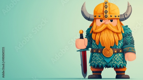 Viking Cartoon Character Posing
