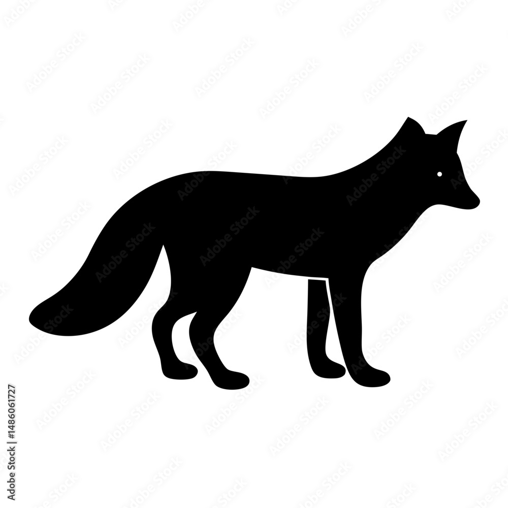 Obraz premium Elegant black silhouette of a fox standing gracefully on a white background