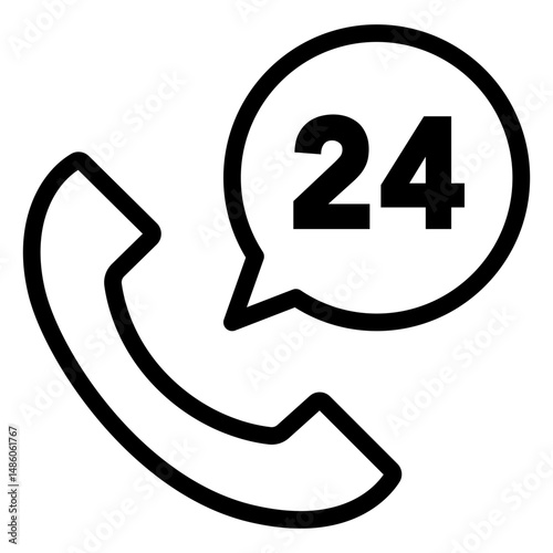 Phone 24 hours stroke icon