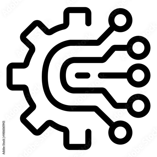 Computer chip connections stroke icon