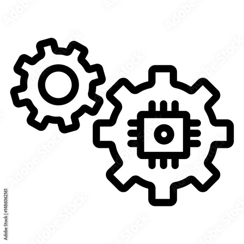 Computer chip in nuts stroke icon computer chip