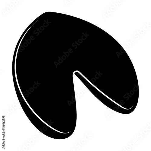 Isolated graphic illustration of a stylized black fortune cookie design