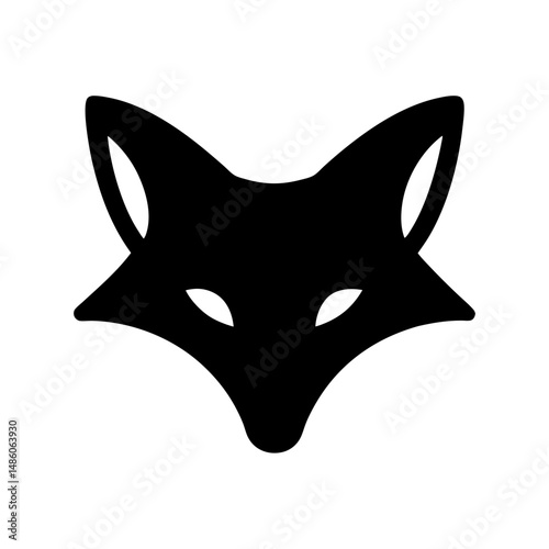 A minimalist black fox head logo isolated against a white background