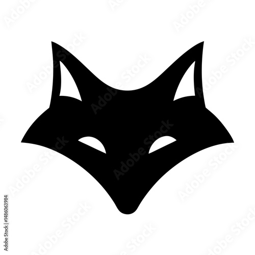 A stylized black fox head, modern minimalist logo design with elegance