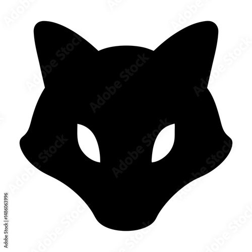 Abstract black silhouette of a fox head with piercing eyes