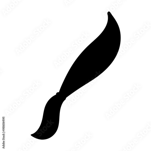 Stylized black silhouette of a paintbrush with artistic flair and elegance