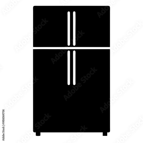 Monochromatic illustration of a modern refrigerator, showcasing appliance design and functionality