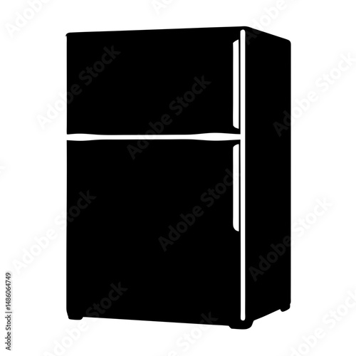 Isolated black refrigerator with top and bottom freezer illustration design