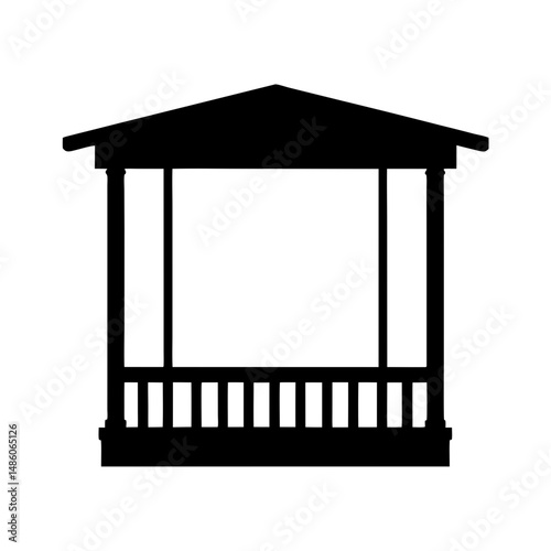 Simple black silhouette of a gazebo or pavilion structure in vector format