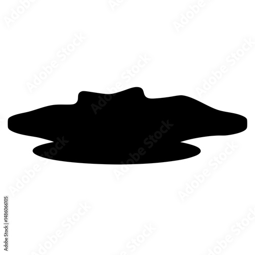 Isolated black ink blot or liquid spill shape, abstract design element