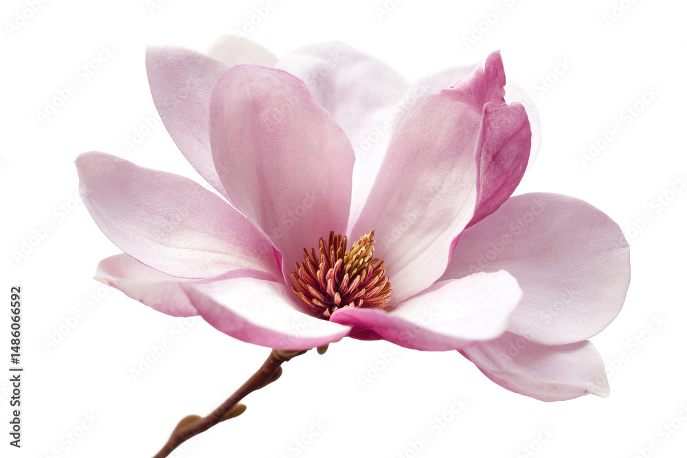 Naklejka premium Elegant Pink Magnolia Blossom A Close-Up Photograph of a Delicate Flower