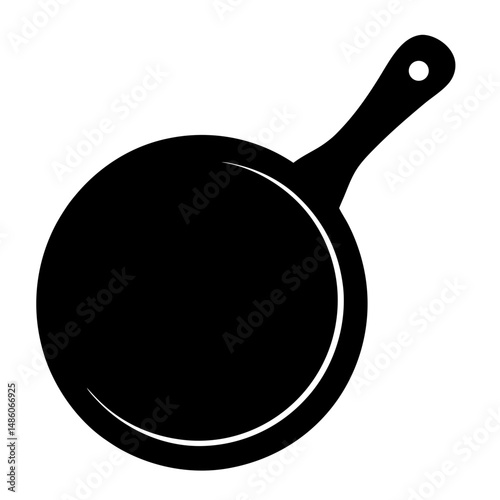 Simple black silhouette of a skillet frying pan with a handle