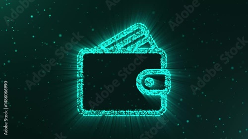 A shimmering, digital wallet shines brightly, representing online finance and financial transactions.