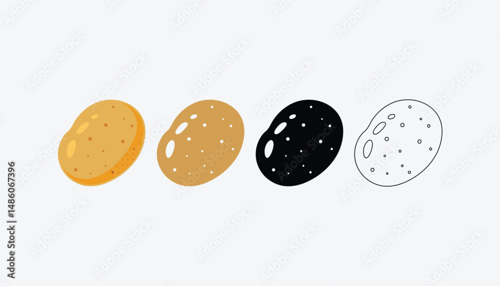 Fototapeta premium Variations Cartoon Potato Symbol on White Background