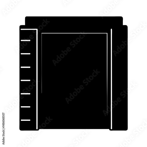 Monochrome graphic illustration of a retro video game cartridge design