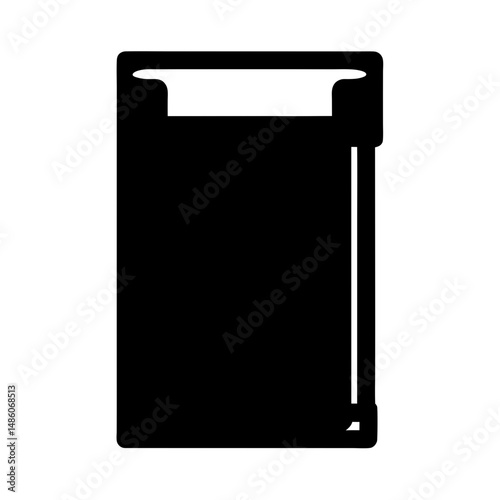 Minimalist black silhouette image representing a file folder or document holder