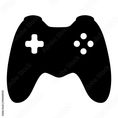 Black Silhouette of a Modern Wireless Video Game Controller for Consoles
