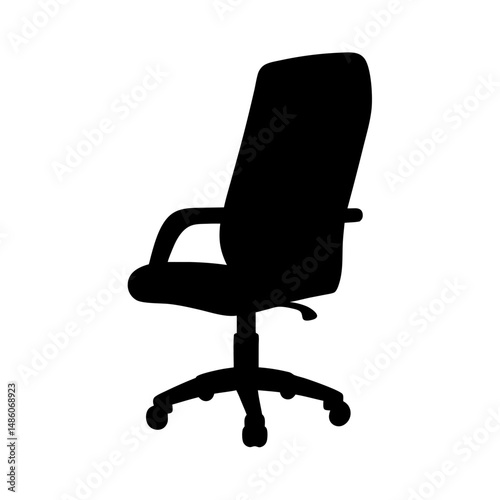 Silhouette of an office chair with armrests and rolling base
