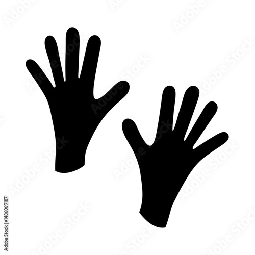 Black silhouette of two human hands with fingers spread apart, isolated