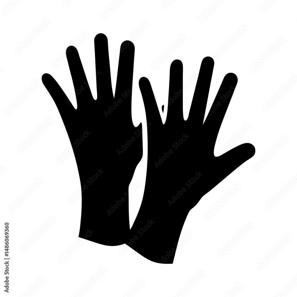 Obraz premium Pair of protective gloves in black silhouette against a white background