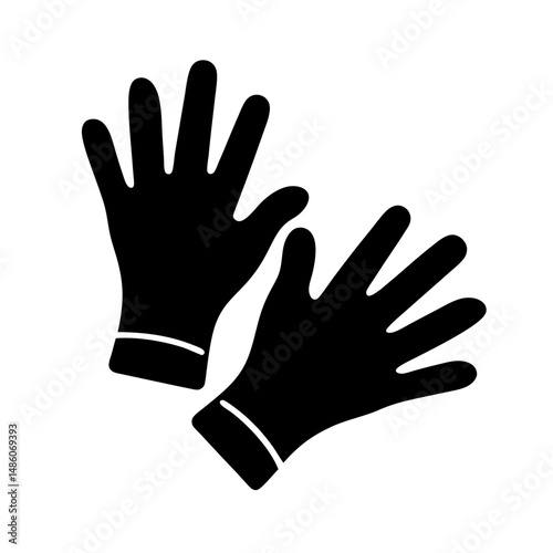 Pair of Black Gloves, Protective Gear, Isolated, Safety Equipment Icon