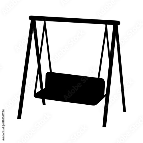 Silhouette image of a swing set with a simple, minimalist design