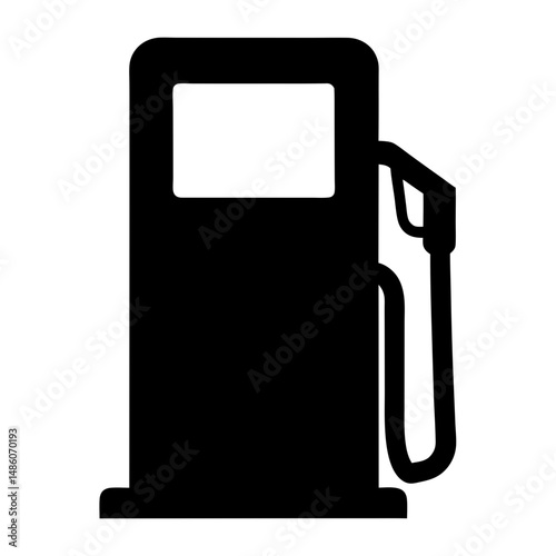 Black and white vector illustration of a gas station pump icon