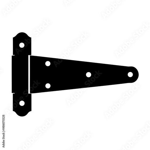 Simple Black and White Illustration of a Tee Hinge, Hardware Component