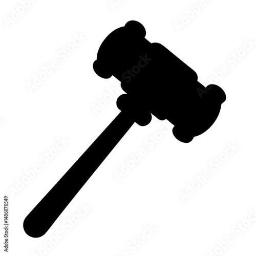 Silhouette of a Wooden Gavel, Symbol of Justice, Authority and Legality