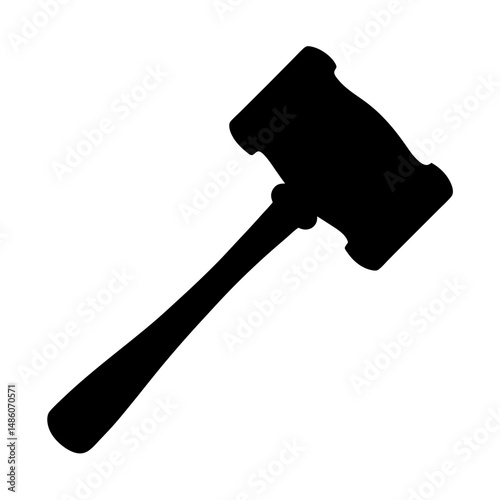 Black silhouette of a gavel on a white background illustration image