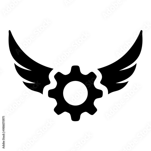 Gear and Wings emblem, representing innovation, engineering, and freedom together, abstract design