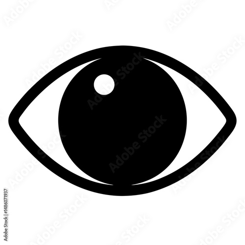 Simple black and white eye icon for vision and sight representation