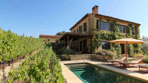 Rustic villa with pool and vineyard